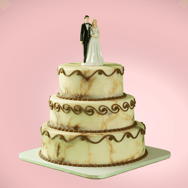 Three-tier marble wedding cake